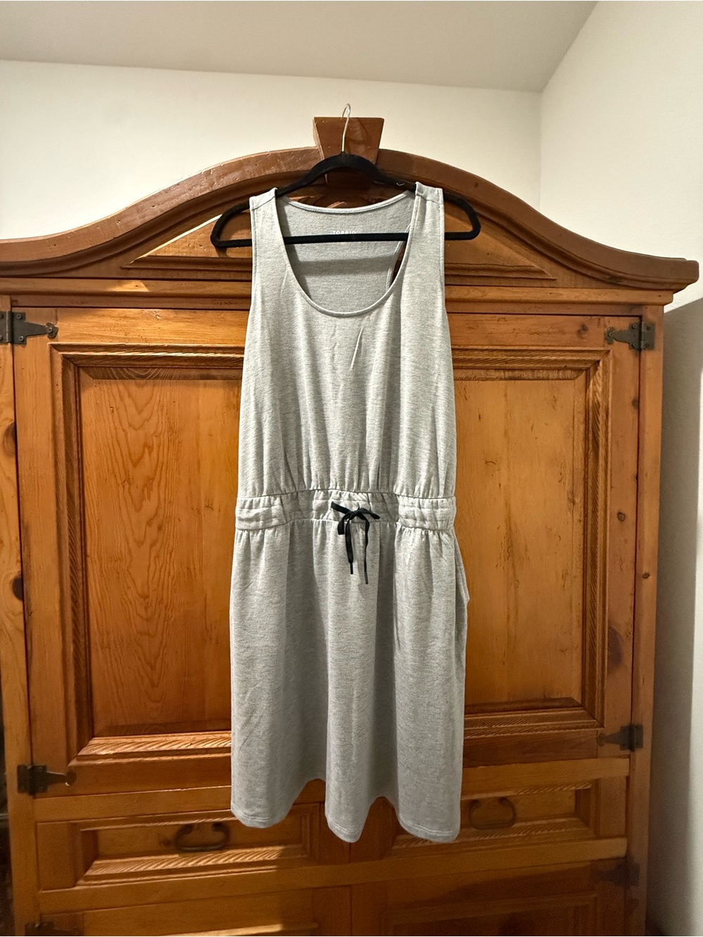 Torrid Light Heather Gray Sleeveless Drawstring Jersey Dress size 2 NWT